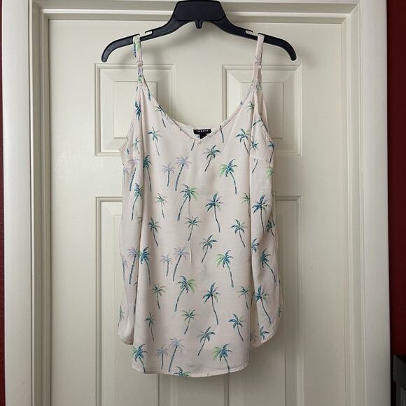 Torrid Ava Slub Cami Tank Top Size 2X Beige Palm Trees Sleeveless Rayon Shirt - Picture 3 of 9